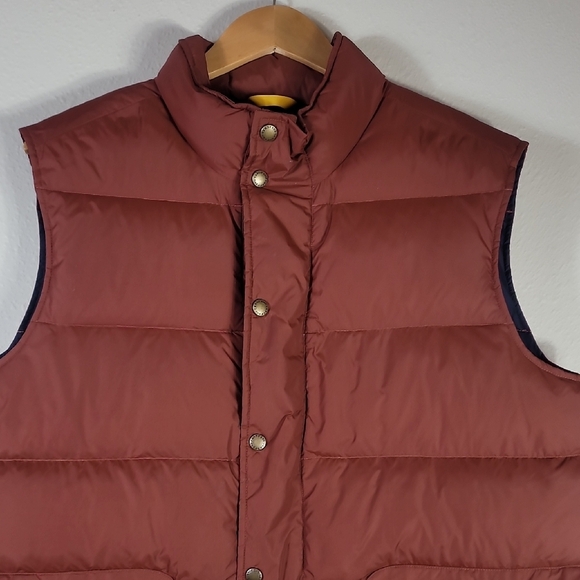 Lands End Men Down Feather Puffer Vest Size L Snap Button Pocket Outdoor Quilted - Picture 2 of 11